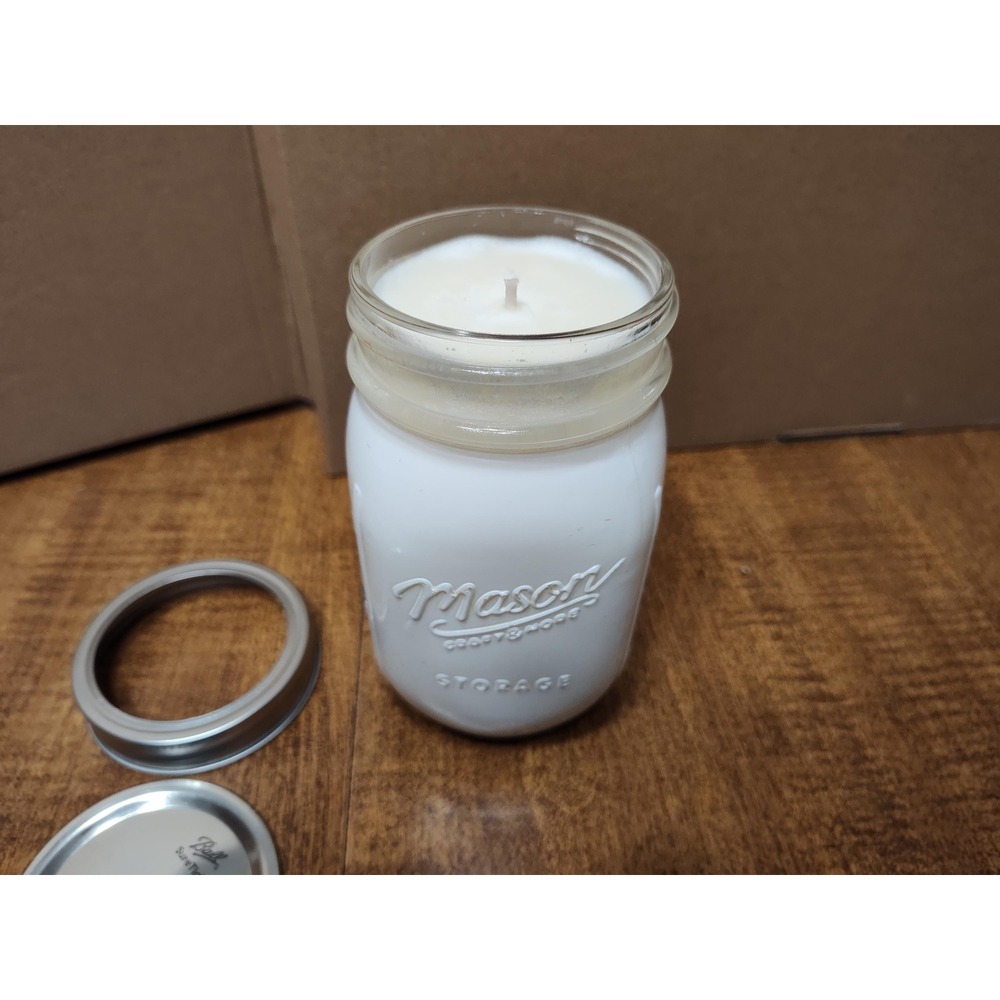 Handmade Vanilla Scented Candle White Mason Craft More‎ Glass Jar 15 oz